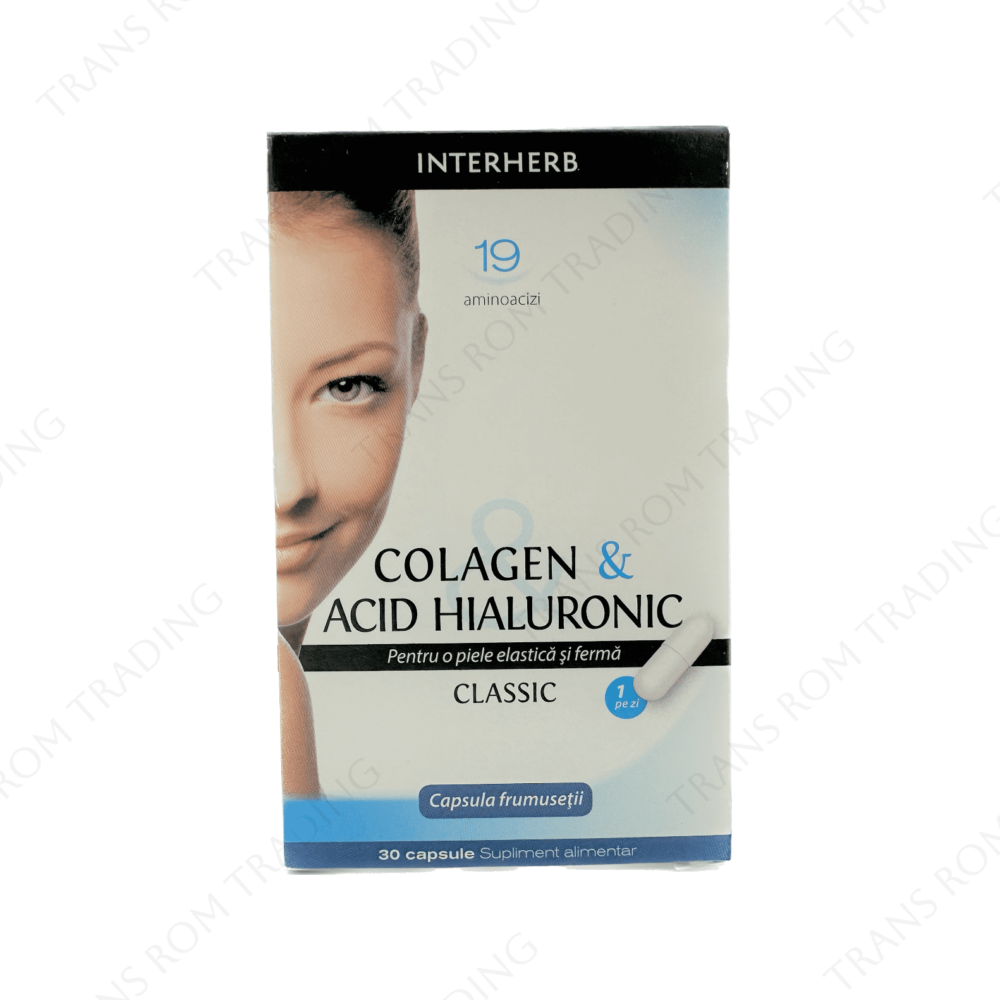 Colagen cu Acid hialuronic Clasic, 30 capsule, Interherb