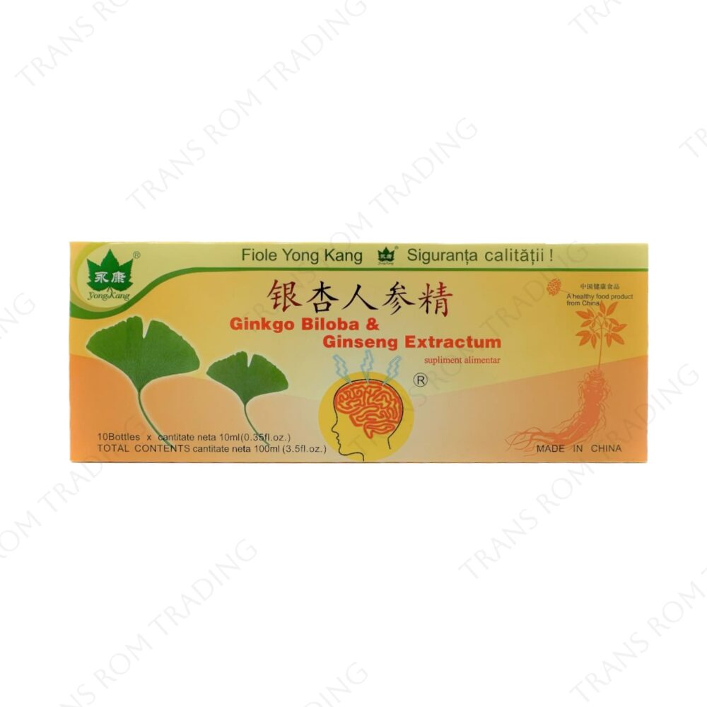 Supliment alimentar Ginkgo Biloba + Ginseng, 10 fiole x 10ml, YongKang International