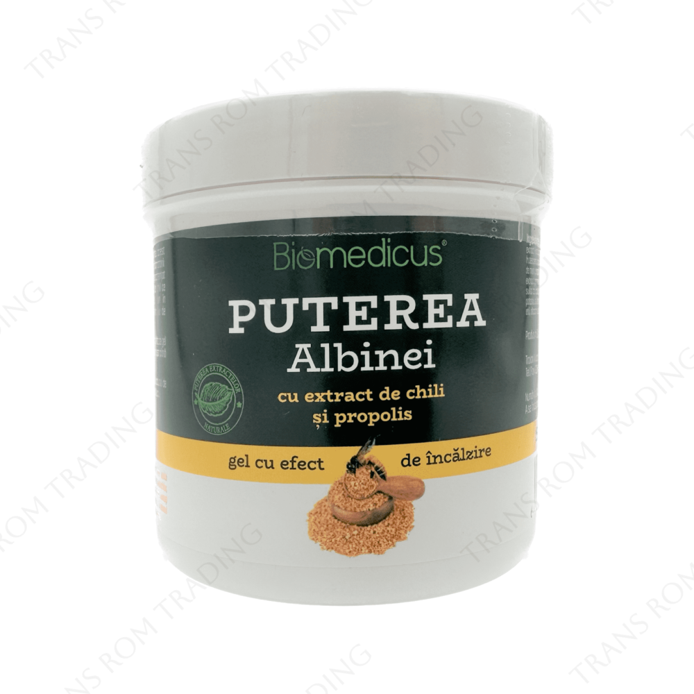 Gel cu efect de încălzire Puterea Albinei cu extract de Chili și Propolis, 250ml, Biomedicus