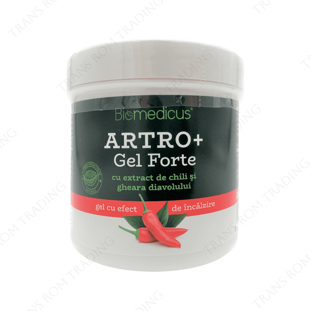 Artro+ Gel Forte cu extract de Chili și Gheara Diavolului, 250ml, Biomedicus