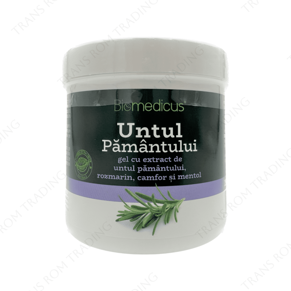 Gel cu extract de Untul Pământului, Rozmarin, Camfor și Mentol, 250 ml, Biomedicus