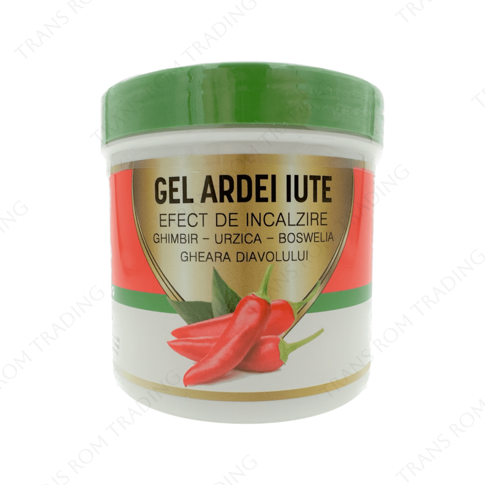 Gel pentru masaj cu efect de încălzire cu Ardei iute, Ghimbir, Urzică, Boswelia și Gheara Diavolului, 275ml, Praemium